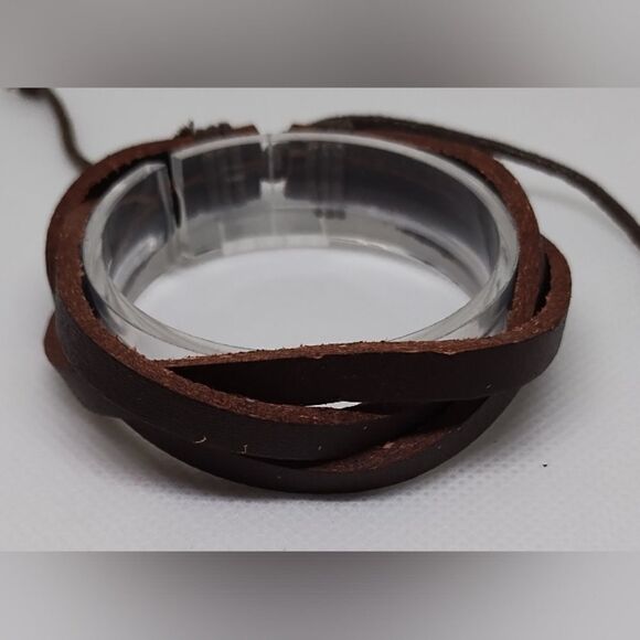 Men's bracelet leather layered brown new e86 - Picture 1 of 1